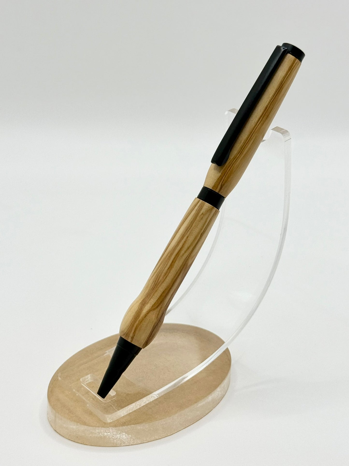 Olive Wood Signature Slimline Ballpoint Pen (Matte Black)