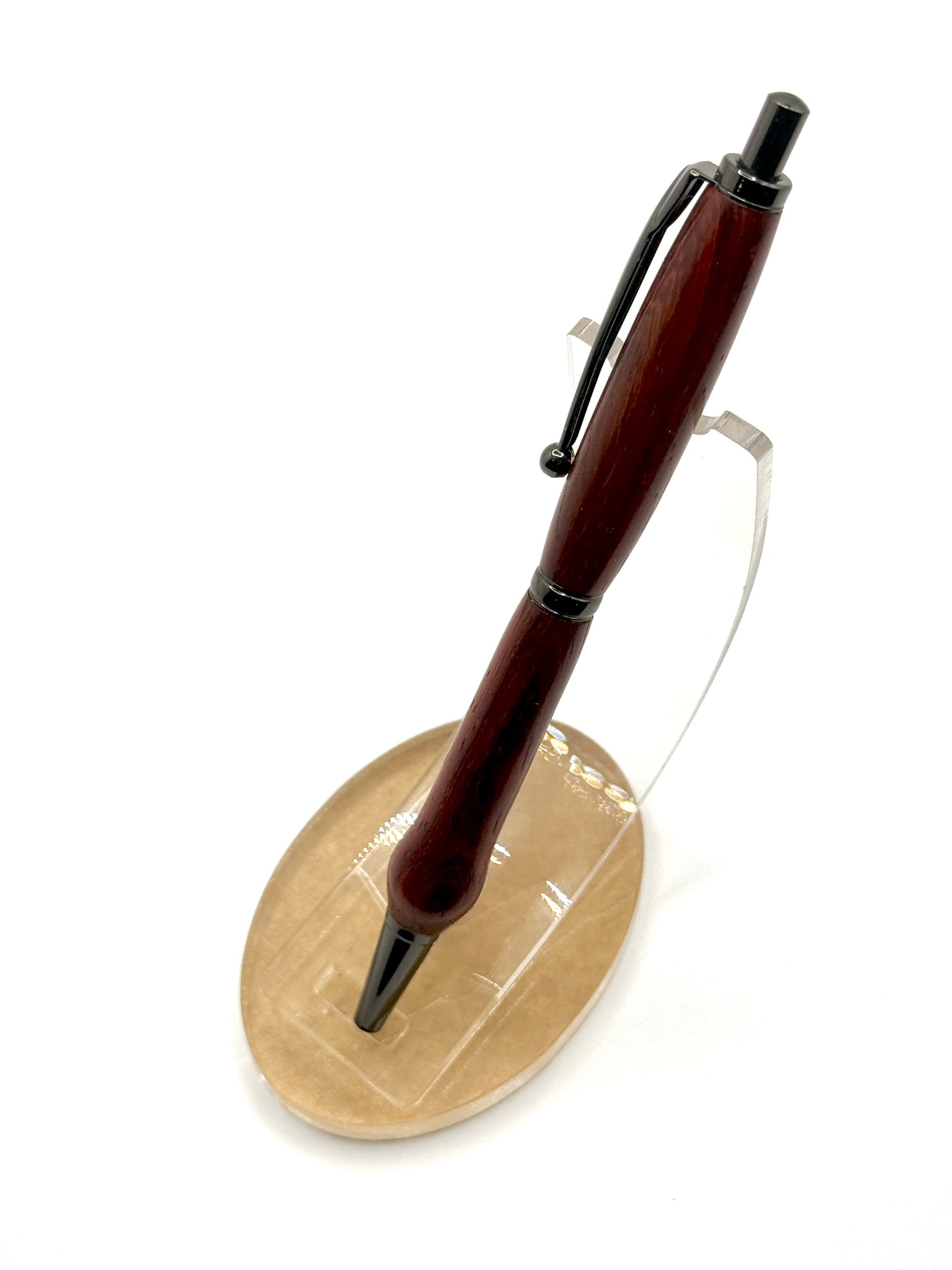 African Padauk Wood Signature Slimline Ballpoint Click Pen (Gun Metal)