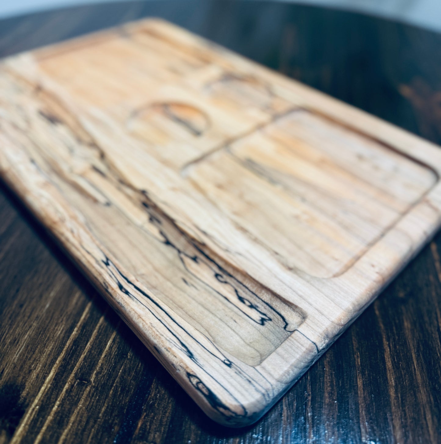 Solid Spalted Maple Charcuterie Board w/ Display Cutouts
