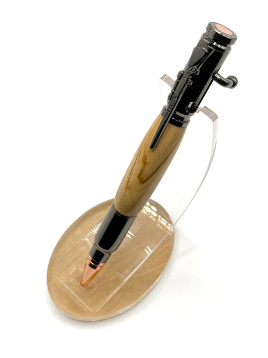 Olivewood Bolt Action Ballpoint Pen (Gun Metal)