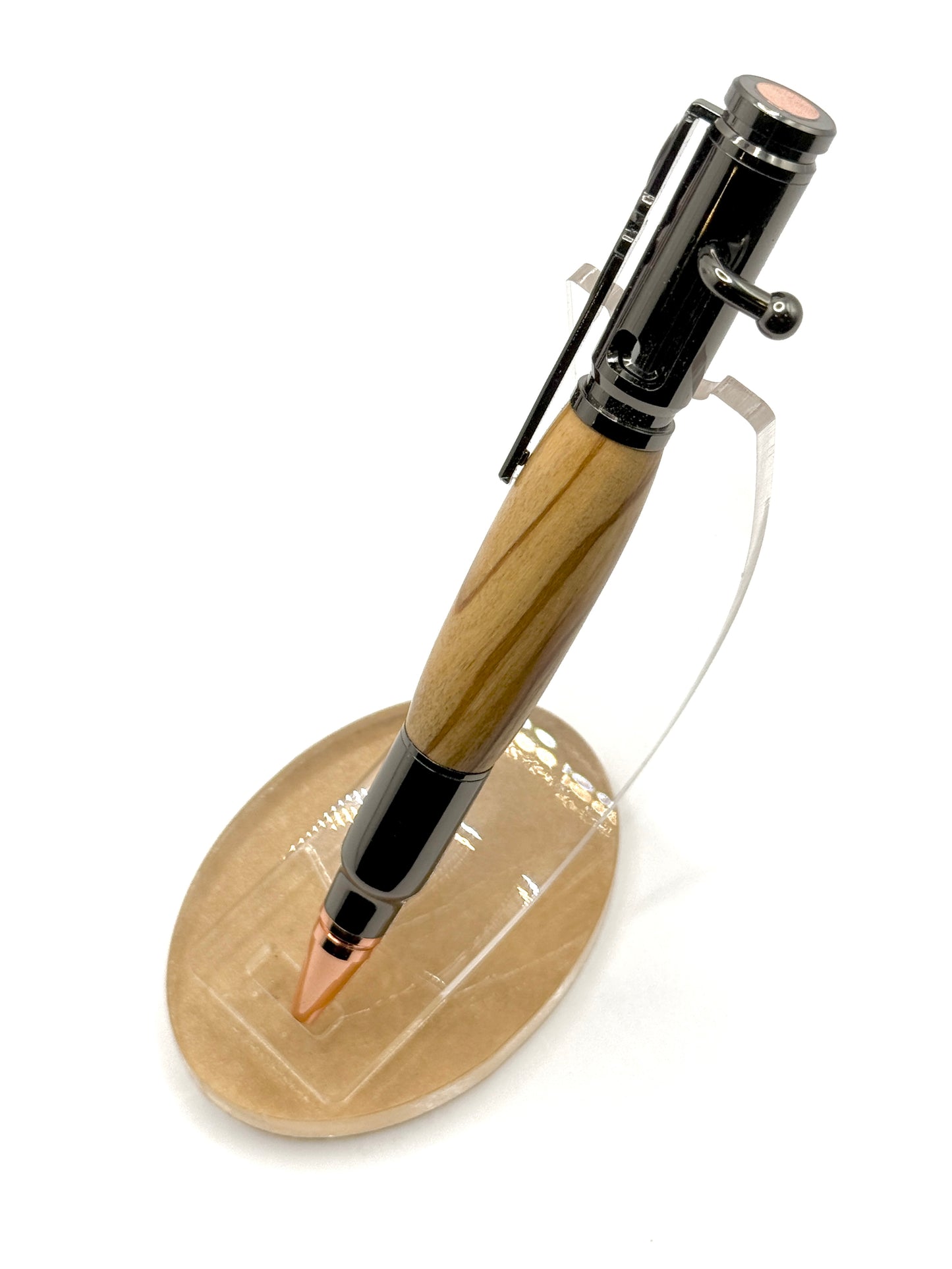 Olivewood Bolt Action Ballpoint Pen (Gun Metal)