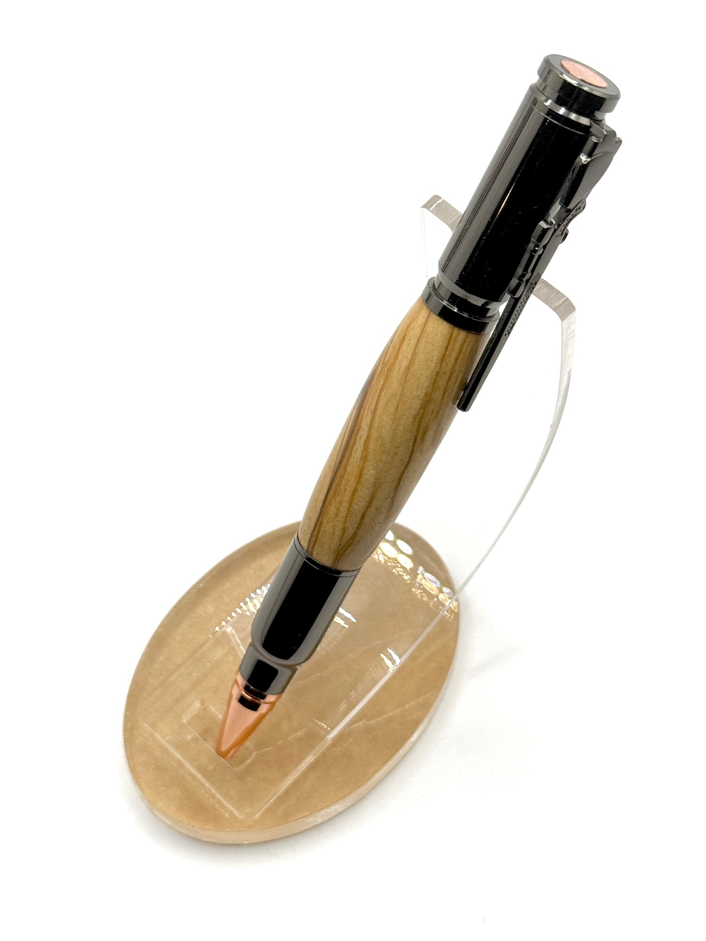 Olivewood Bolt Action Ballpoint Pen (Gun Metal)