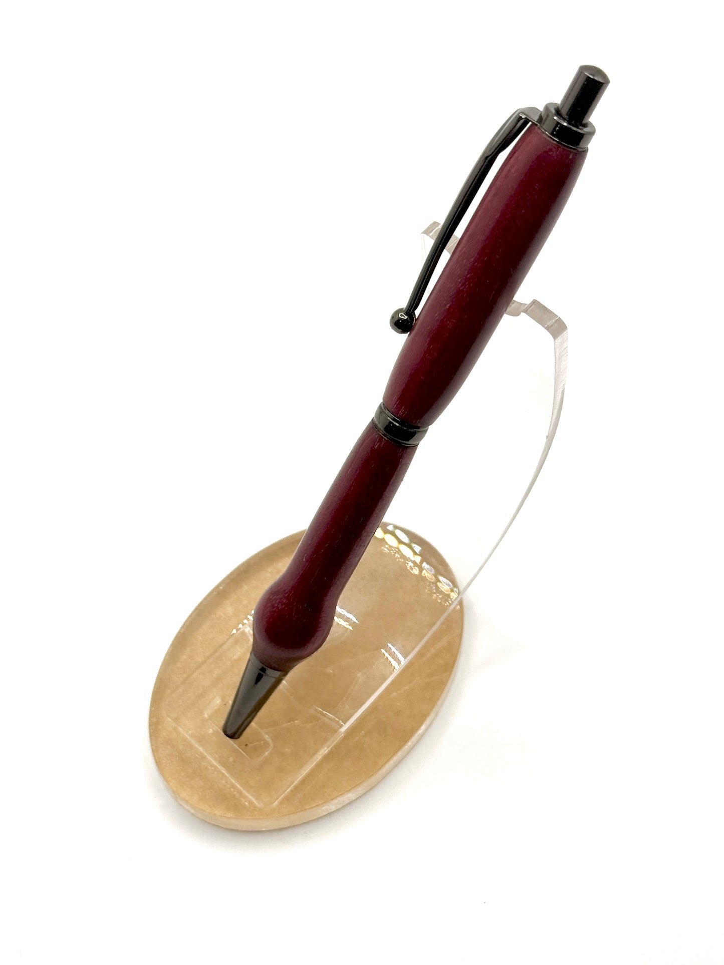 Purpleheart Wood Signature Slimline Ballpoint Click Pen (Gun Metal)
