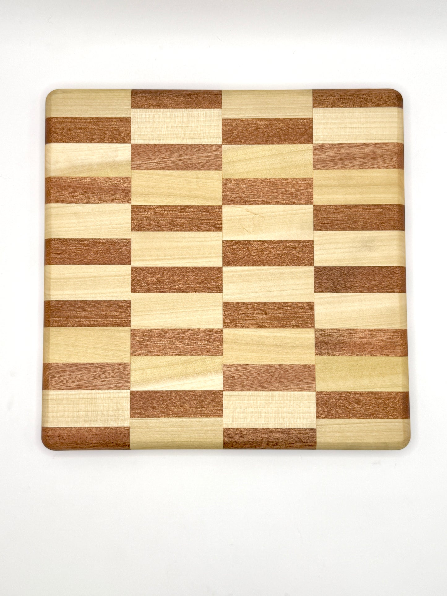 Handmade Custom Wood Checkered Cutting Board - Maple, Mahogany (Medium)