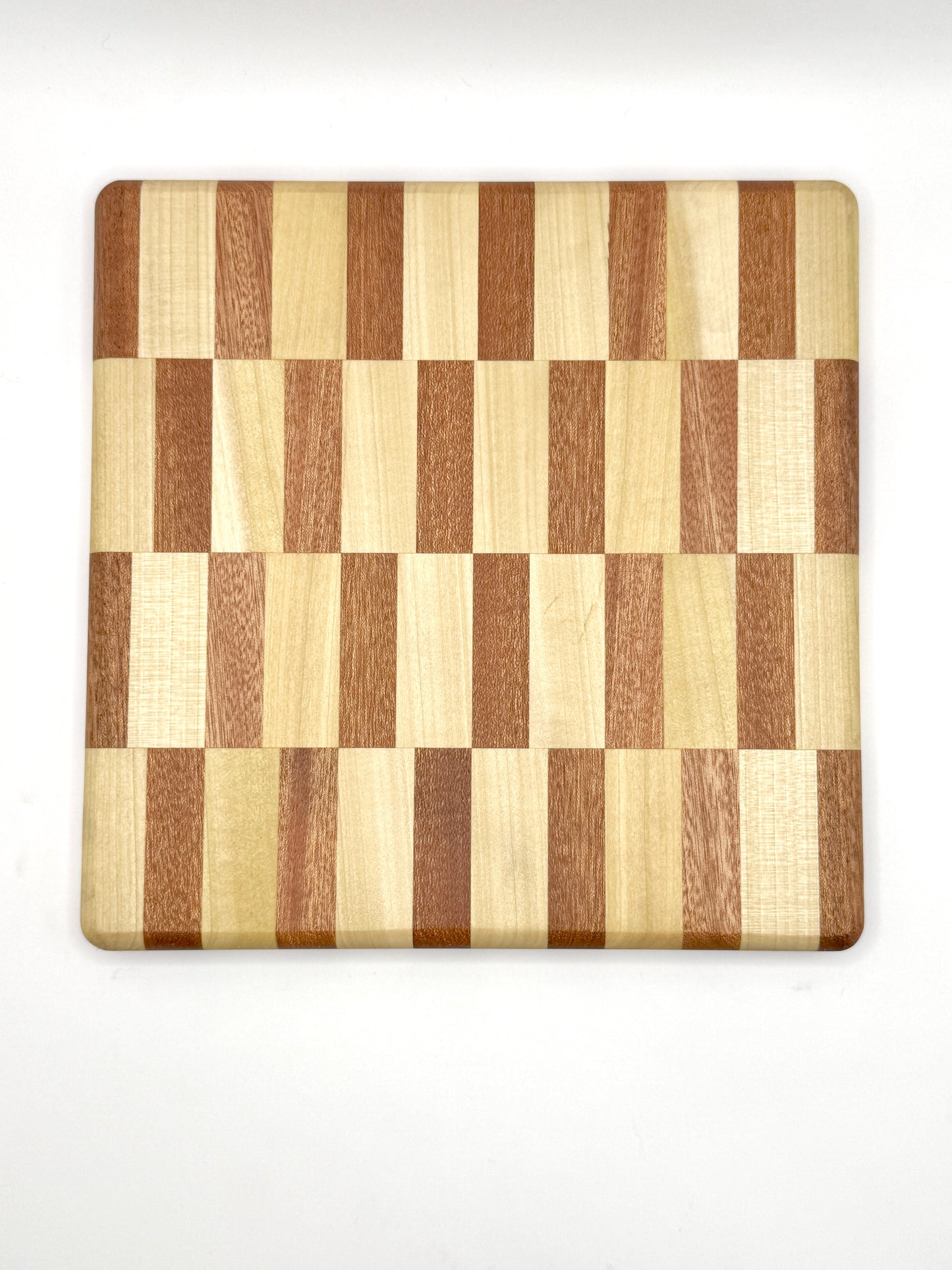 Handmade Custom Wood Checkered Cutting Board - Maple, Mahogany (Medium)