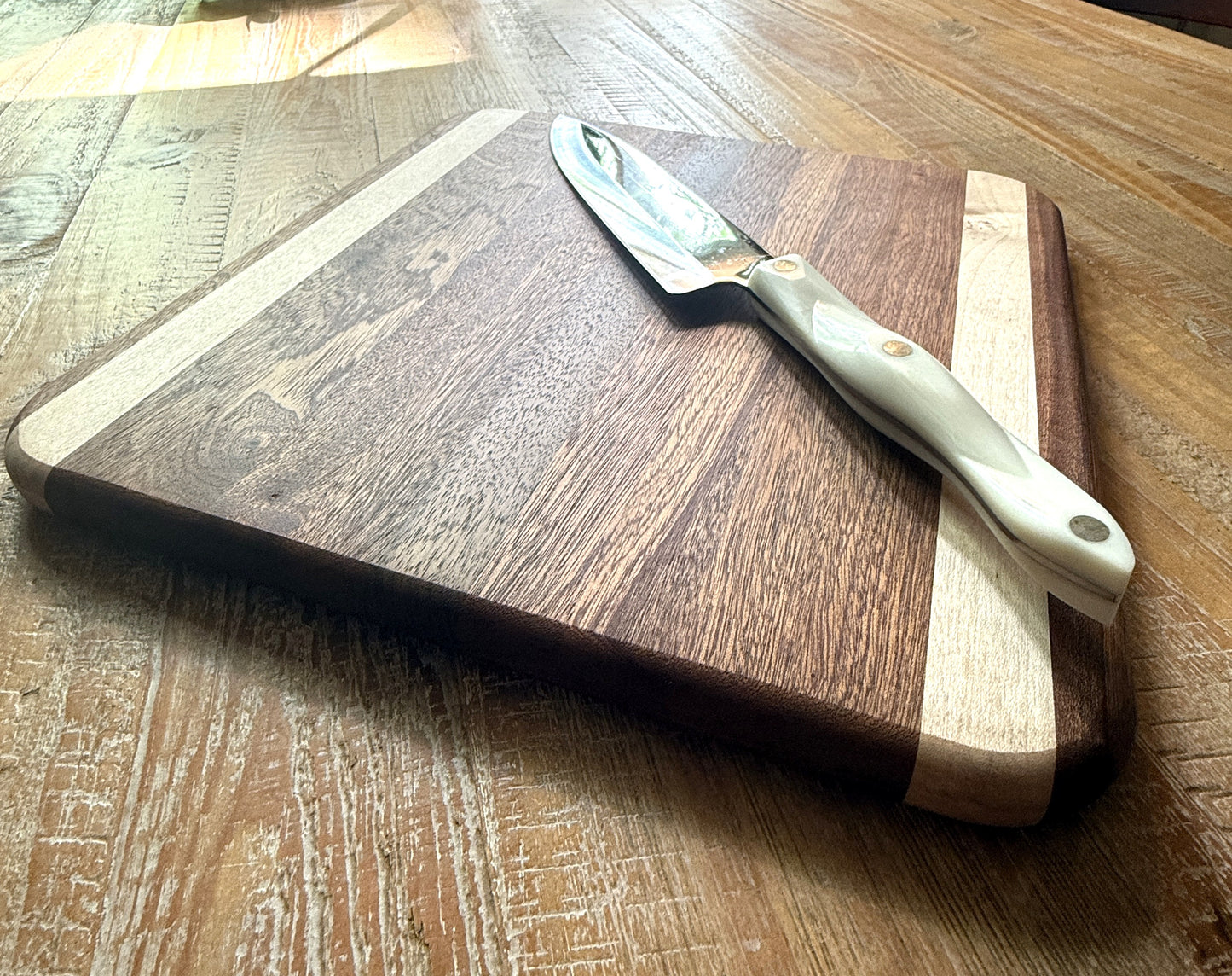 Handmade Wood Cutting Board - Maple, Mahogany, Walnut (Medium)