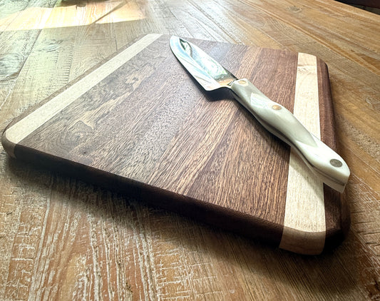 Handmade Wood Cutting Board - Maple, Mahogany, Walnut (Medium)