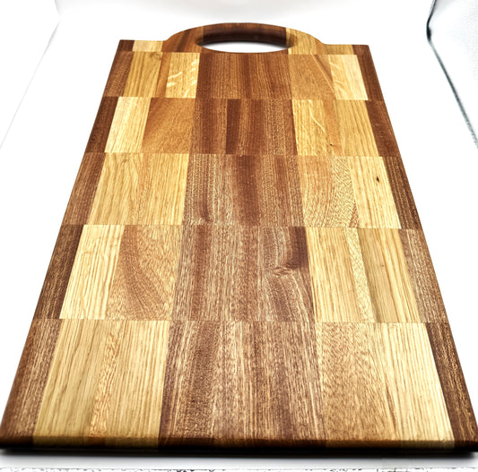 Handcrafted Wood Cutting Board, Charcuterie Board - Sapele, Oak