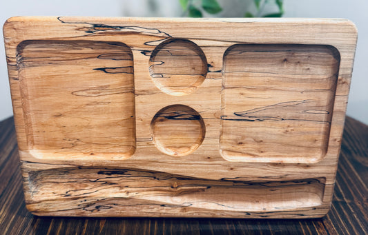 Solid Spalted Maple Charcuterie Board w/ Display Cutouts