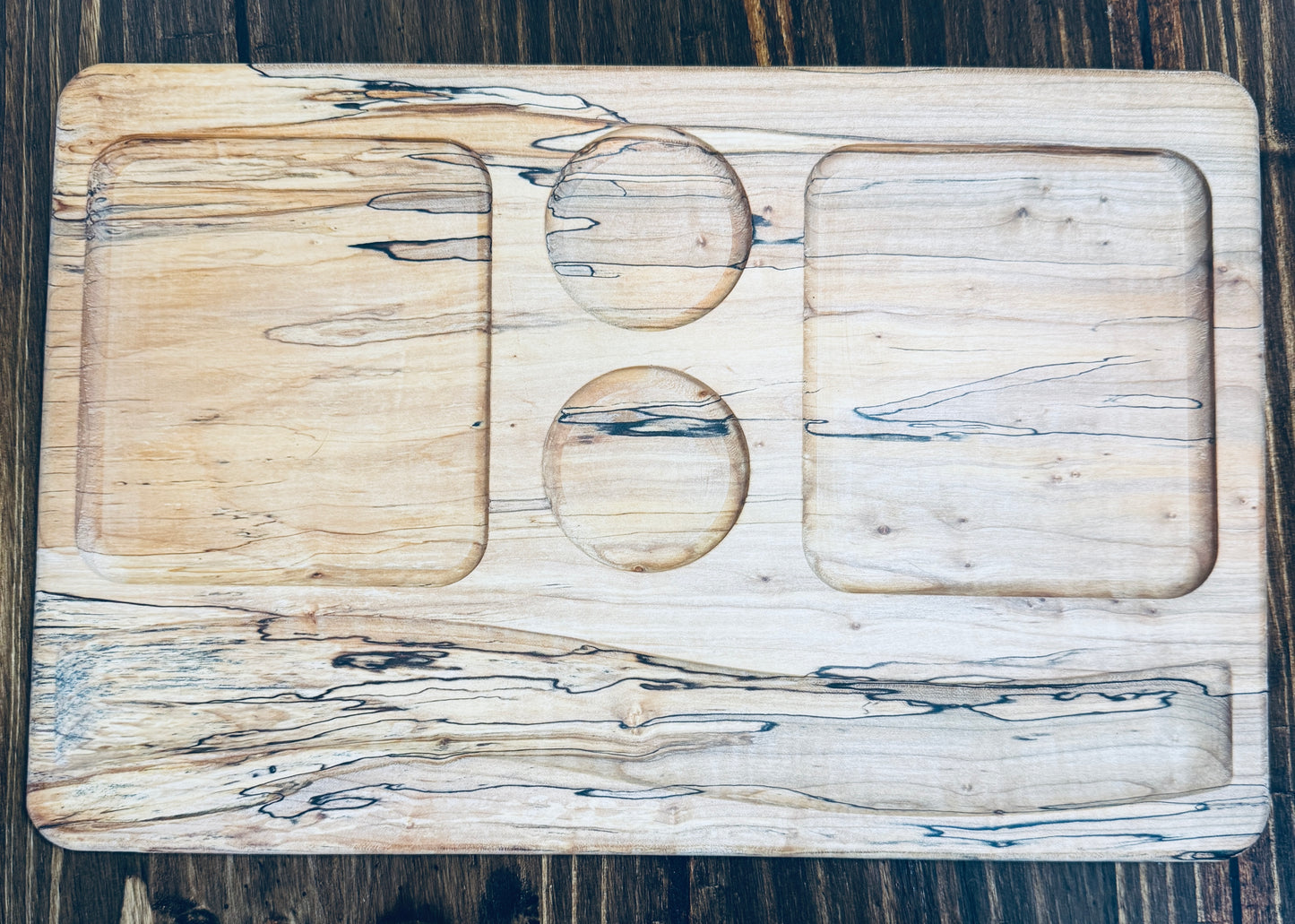 Solid Spalted Maple Charcuterie Board w/ Display Cutouts