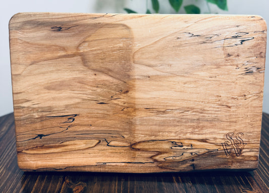 Solid Maple Wooden Board w/ Tapered Tray (Live Edge)