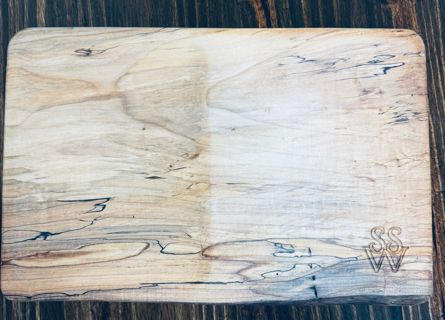 Solid Maple Wooden Board w/ Tapered Tray (Live Edge)