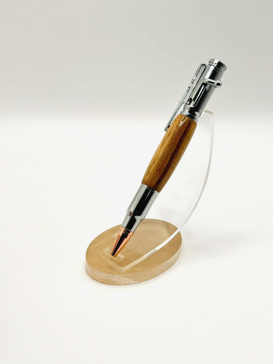 Zebra Wood Bolt Action Ballpoint Pen (Silver)