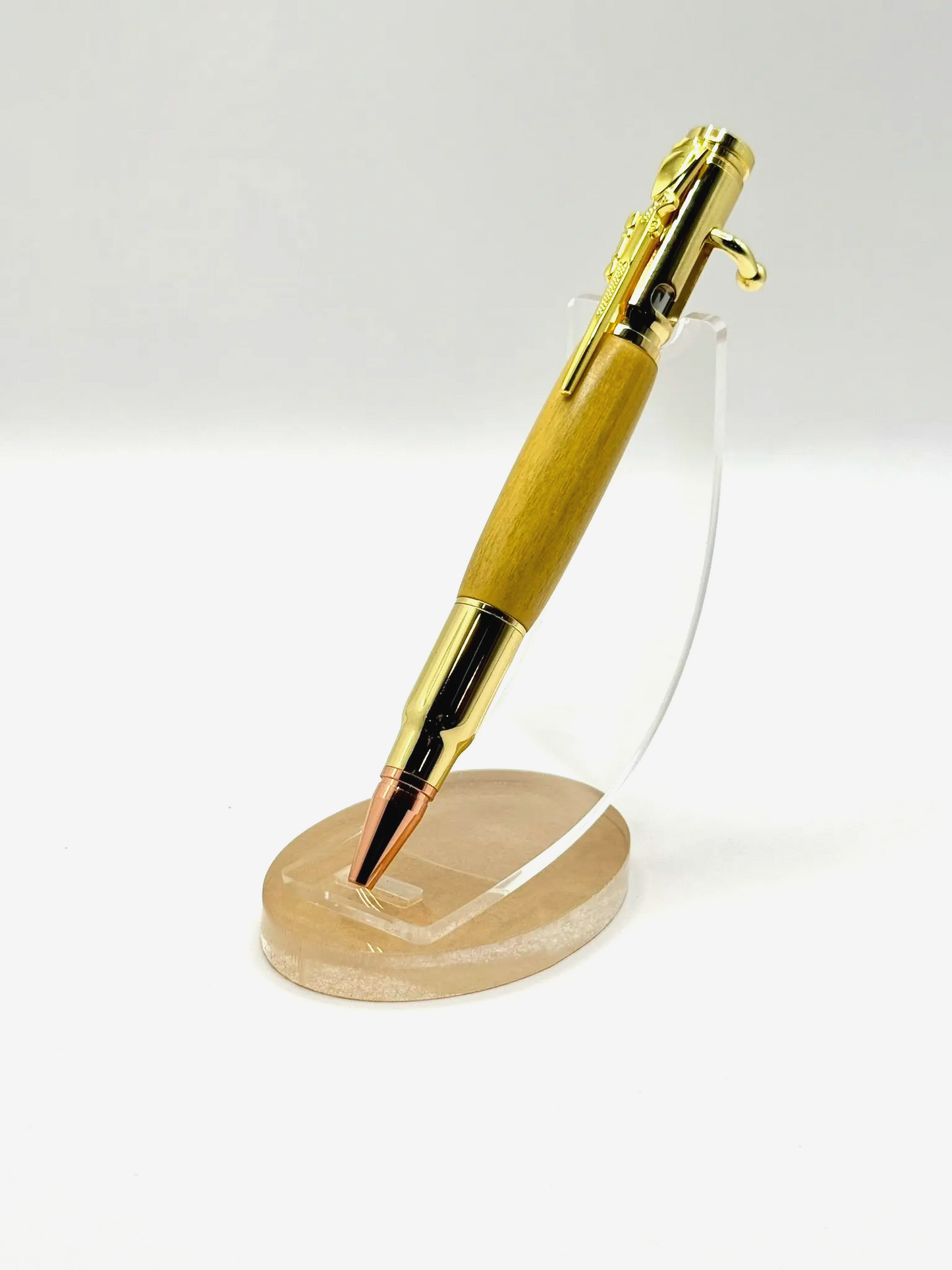 Yellowheart Wood Bolt Action Ballpoint Pen (Gold)