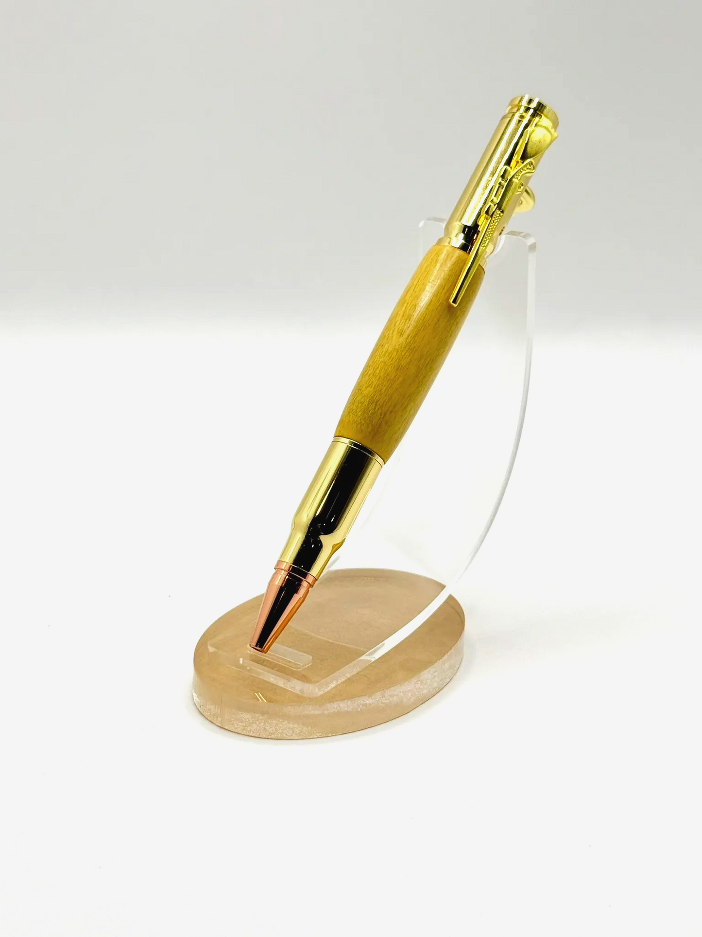 Yellowheart Wood Bolt Action Ballpoint Pen (Gold)
